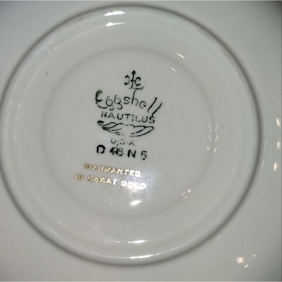 Eggshell NAUTILUS U.S.A D46N5 warranted 18 Carat Gold  (Tea cup and saucer) Vint - Picture 7 of 7